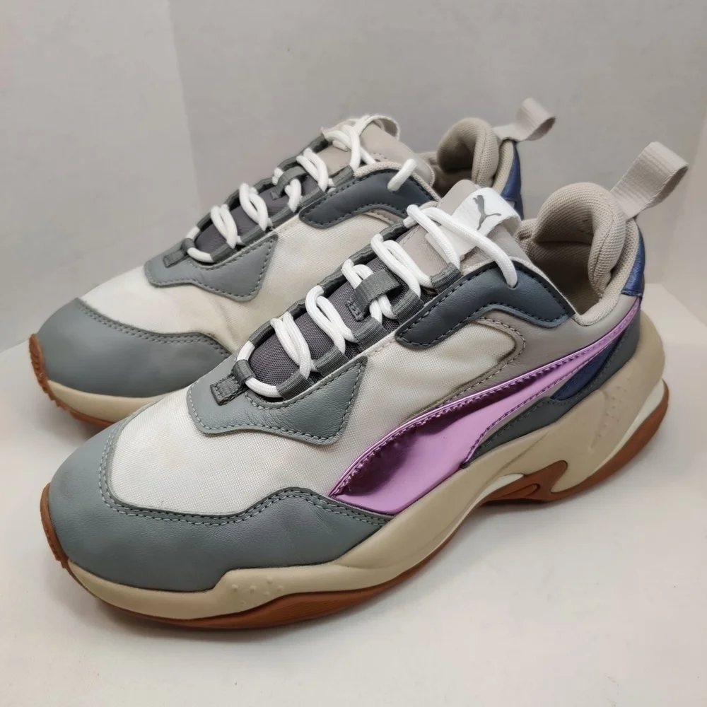 PUMA Running Sneakers Thunder Electric Chunky Grey Pink Leather Women's Sz‎ 6.5